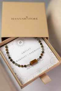 Amulet Wzrostu i Harmonii – bransoletka z tygrysim okiem, turmalinem zielonym i labradorytem