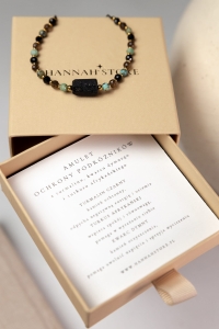 Amulet Ochrony Podróżników – bransoletka z turmalinem, turkusem afrykańskim i kwarcem dymnym