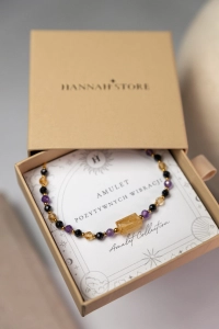 Amulet pozytywnych wibracji – bransoletka z cytrynem, ametystem i czarnym turmalinem
