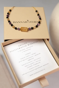 Amulet pozytywnych wibracji – bransoletka z cytrynem, ametystem i czarnym turmalinem