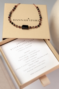 Amulet wytrwałości i siły – bransoletka z granatem, turmalinem i kwarcem dymnym