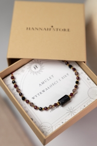 Amulet wytrwałości i siły – bransoletka z granatem, turmalinem i kwarcem dymnym