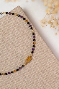 Amulet pozytywnych wibracji – naszyjnik z cytrynem, ametystem i turmalinem