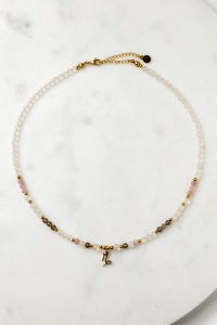 KOZIOROŻEC - naszyjnik  znaku zodiaku - kwarc różowy, kamień księżycowy, kwarc dymny, kryształ górski