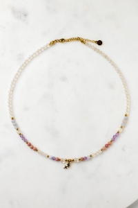STRZELEC - naszyjnik znaku zodiaku - chalcedon, ametyst, rodonit, kryształ górski 