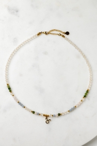 BYK- naszyjnik znaku zodiaku - kwarc różowy, nefryt, agat niebieski, kryształ górski 