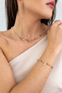 BARAN - naszyjnik znaku zodiaku - ametyst, awenturyn, cytryn, kryształ górski