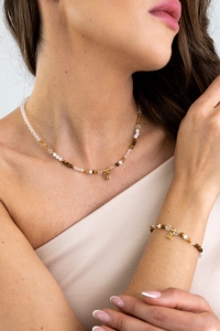 BLIŹNIĘTA - naszyjnik znaku zodiaku - cytryn, kamień księżycowy, tygrysie oko, kryształ górski