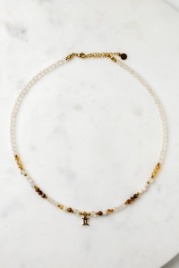 BLIŹNIĘTA - naszyjnik znaku zodiaku  - cytryn, kamień księżycowy, tygrysie oko, kryształ górski 