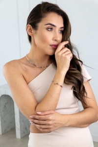 PANNA - naszyjnik znaku zodiaku - amazonit, różowy turmalin, labradoryt, kryształ górski