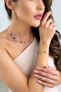 SKORPION - naszyjnik znaku zodiaku - malachit, kwarc różowy, kwarc dymny, kryształ górski