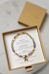 BARAN - bransoletka znaku zodiaku na gumce - ametyst, awenturyn, cytryn, kryształ górski