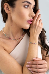 PANNA - bransoletka znaku zodiaku - amazonit, różowy turmalin, labradoryt, kryształ górski