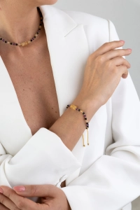 Amulet pozytywnych wibracji – bransoletka z cytrynem, ametystem i czarnym turmalinem