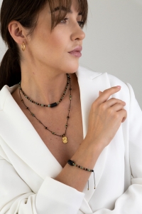 Amulet Ochrony Podróżników – bransoletka z turmalinem, turkusem afrykańskim i kwarcem dymnym