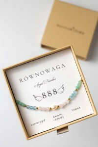 Bransoletka Liczby Anielskie RÓWNOWAGA - szmaragd, kwarc różowy, topaz 
