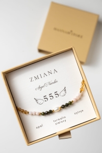 Bransoletka Liczby Anielskie ZMIANA -  opal, turmalin zielony, cytryn 