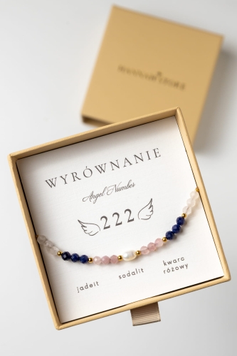 Bransoletka Liczby Anielskie WYRÓWNANIE - jadeit, sodalit, kwarc różowy