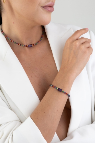 Zestaw Amulet mocy i energii | Bransoletka na nici i naszyjnik  