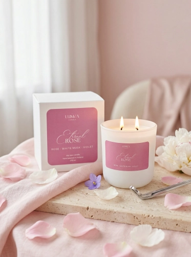 Eternal Rose– sojowa świeca Luméa Candle  o aromacie róży, białego piżma i fiołków