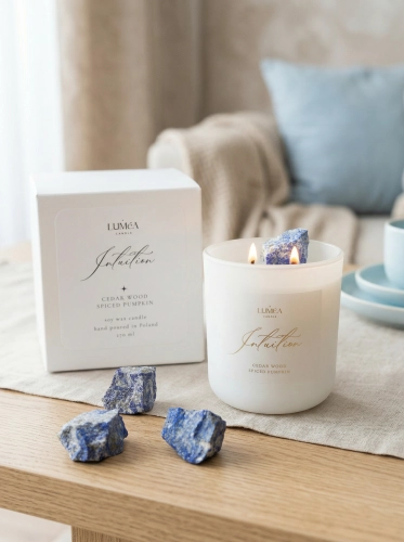 Light of INTUITION – sojowa świeca Luméa Candle z Lapis Lazuli