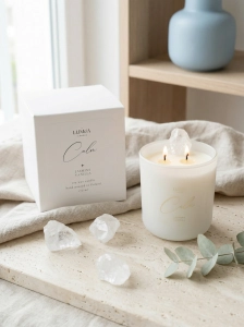 Light of CALM – sojowa świeca Luméa Candle z kwarcem mlecznym 