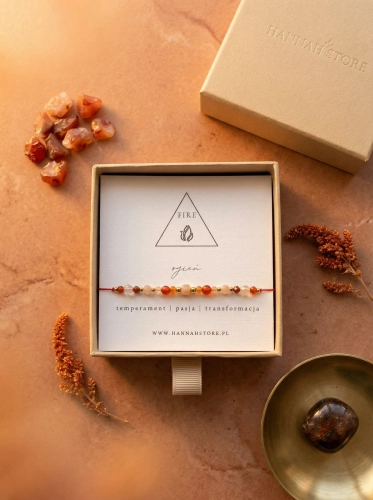 Bransoletka na nici żywiołu OGIEŃ - cytryn, karneol, kamień słoneczny, jaspis