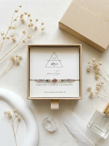 Bransoletka na nici żywiołu POWIETRZE - szafir, fluoryt, ametyst, labradoryt 