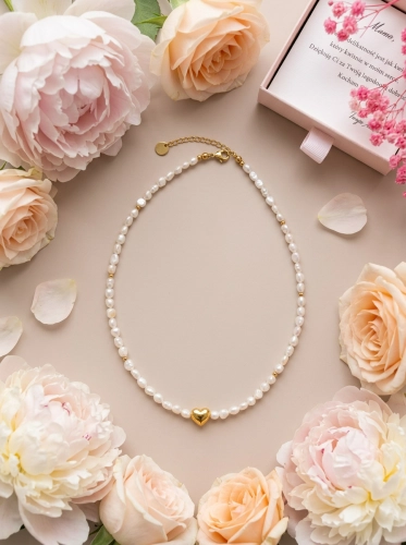 Naszyjnik LIORA  z pereł naturalnych z przekładką serce