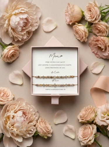 Komplet bransoletek MATCHY MATCHY beige - labradoryt i agat Botswana