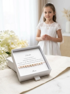 Bransoletka dziewczęca COMMUNION ROSARY Pink Pearl 