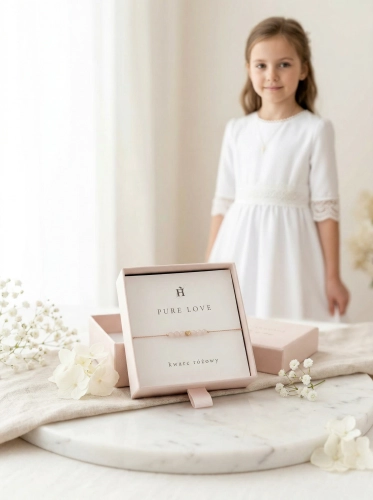 PURE LOVE – bransoletka dla dziewczynek z kwarcem różowym
