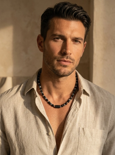 Talizman Ochrony – naszyjnik męski z turmalinu, onyksu i obsydianu