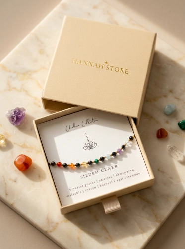 Bransoletka SIEDEM CZAKR - agat czerwony, karneol, cytryn, malachit, akwamaryn, ametyst, kryształ górski