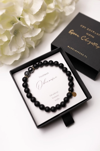 Bransoletka męska Talizman OBECNOŚCI- onyks, labradoryt, hematyt