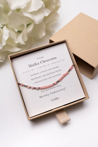 Bransoletka Matka Chrzestna silver kodowana alfabetem Morse'a - opal 