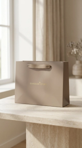 Torebka prezentowa PREMIUM jasnobrązowe z logo Hanna Store