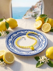 Naszyjnik damski Limone Capri - jadeity, zawieszka cytryna