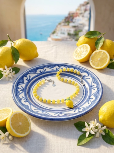 Naszyjnik damski Limone Capri - jadeity, zawieszka cytryna
