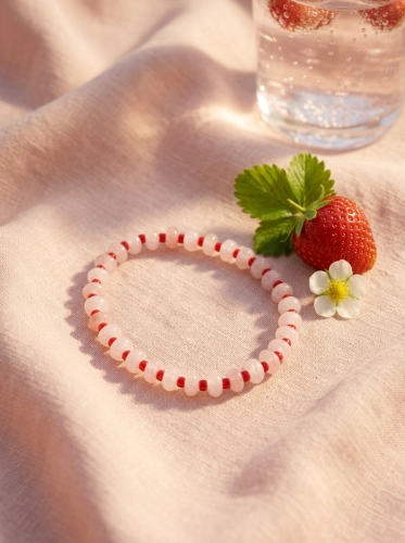 Bransoletka damska Fragola na gumce - jadeity 
