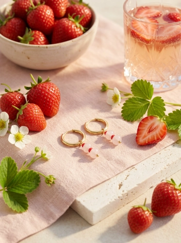Kolczyki damskie Fragola  - stal szlachetna, jadeity 