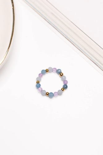 Pierścionek Talizman Balans –  z ametystu, angelitu i akwamarynu