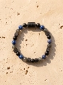 WAGA Bransoletka męska na gumce - Lawa, Onyks, Lapis lazuli, Labradoryt