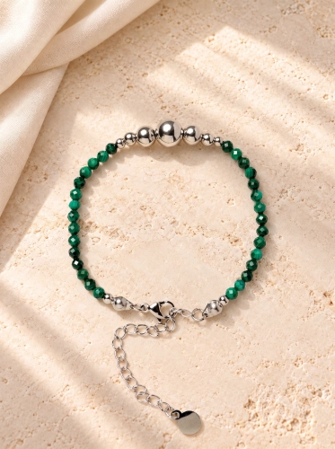 Bransoletka Essentia Malachite and silver  –  malachit