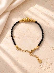 Bransoletka Essentia Black and gold –  czarny turmalin
