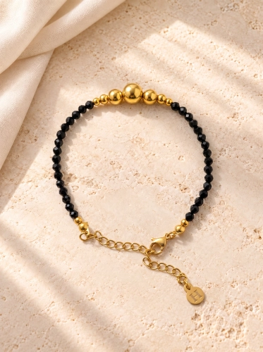 Bransoletka Essentia Black and gold –  czarny turmalin