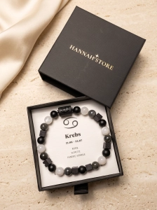 Pulsera elástica CÁNCER para hombre – lava, ónix, piedra lunar, labradorita (1)