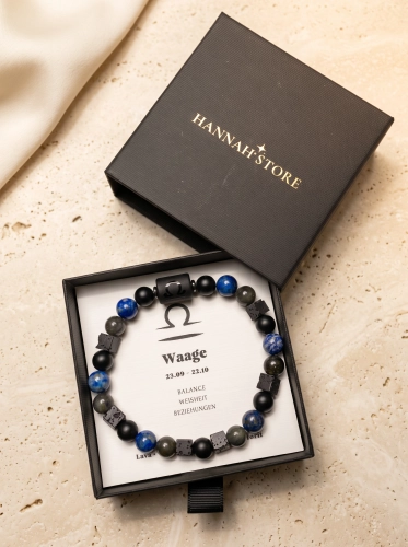 Pulsera elástica LIBRA para hombre – lava, ónix, lapislázuli, labradorita (1)