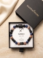Pulsera elástica SAGITARIO para hombre – lava, ónix, sodalita, piedra del sol (1)